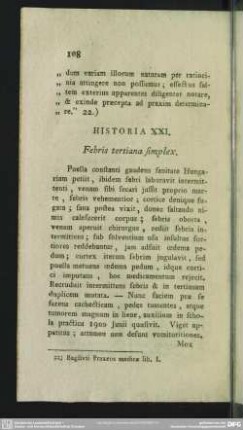 Historia XXI. Febris tertiana simplex