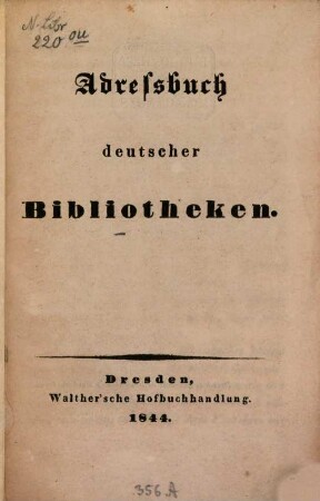 Adreßbuch deutscher Bibliotheken
