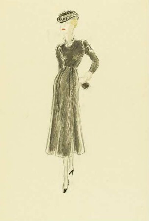 Dame in schwarzem Kleid