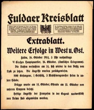 Zweite Ausgabe vom Freitag, den 16. Oktober 1914.