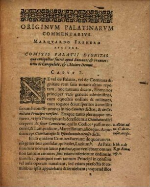 Originvm Palatinarvm Commentarivs : De gentis et dignitatis eius primordiis; tum Heidelbergae & vicini tractus antiquitate
