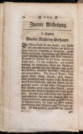 I. Capitel. Von der Mahlerey überhaupt.