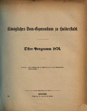 Oster-Programm, 1875/76