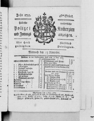 46tes Stück., Ausgabe vom 13. November 1793