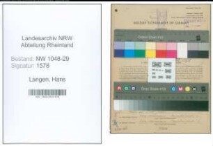 Entnazifizierung Hans Langen , geb. 24.01.1908 (Beamter)