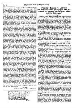 Vereinigte Tagung des Vereins für wissenschaftliche Pädagogik und des Vereins der Freunde Herbartischer Pädagogik in Thüringen