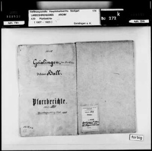 Geislingen/Kocher: Pfarrberichte und Pfarrbeschreibungen