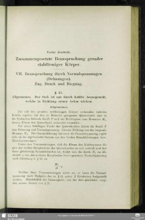 Vierter Abschnitt. Zusammengesetzte Beanspruchung gerader stabförmiger Körper.