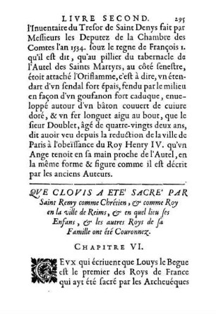 Qve Clovis A Eté Sacré Par Saint Remy comme Chrétien, [...] Chapitre VI.