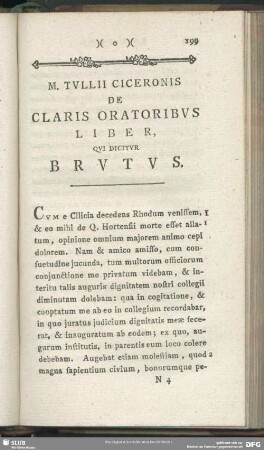 De Claris Oratoribus Qui Dicitur Brutus