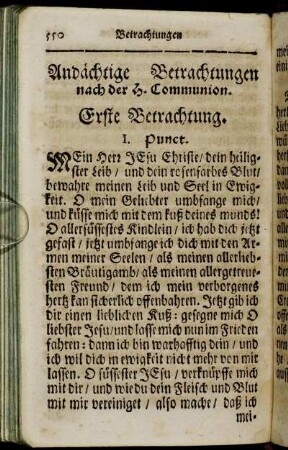 Andächtige Betrachtungen nach der H. Communion.