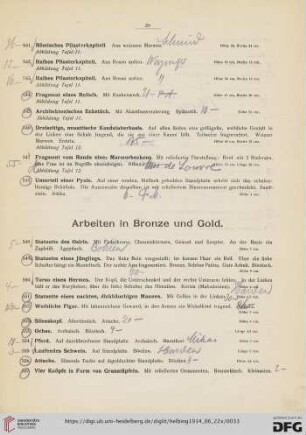 Arbeiten in Bronze und Gold (Nr. 549-569)