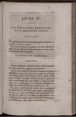 Livre IV. Les polygones réguliers, et la mesure du cercle.