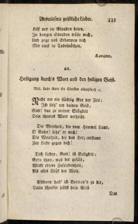 733-743, 29. Heiligung durch's Wort und den heiligen Geist. - 34. Trost der Vergebung der Sünden.