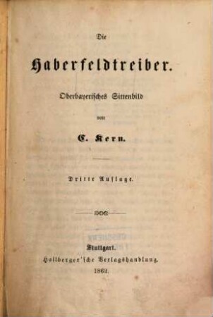 Die Haberfeldtreiber : oberbayerisches Sittenbild