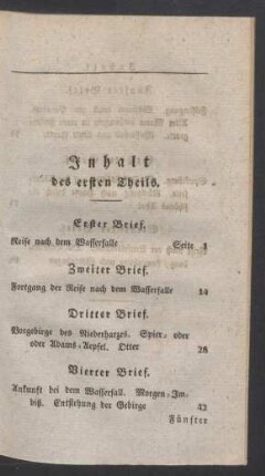 Inhalt des ersten Theils.