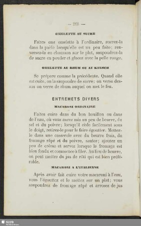 Entremets divers