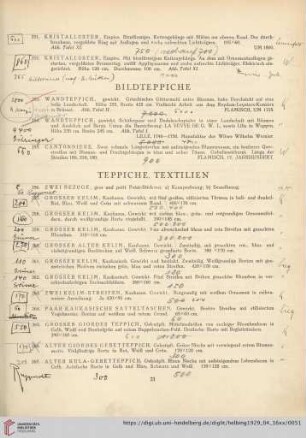 Teppiche, Textilien (Nr. 256-315)