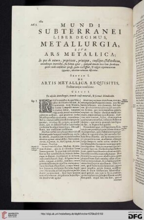 Sectio I: De artis metallicae requisitis