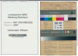 Entnazifizierung Wilhelm Vehlendahl , geb. 01.03.1885 (Steiger)
