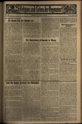 Dritte Ausgabe vom Sonntag, den 21. Juni 1936.