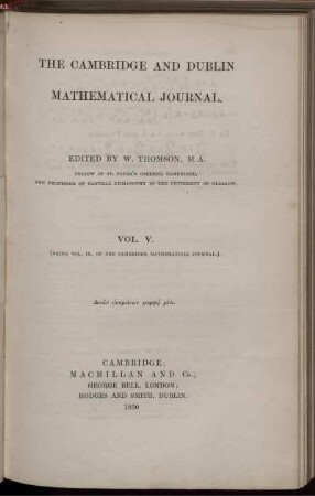 5: The Cambridge and Dublin mathematical journal