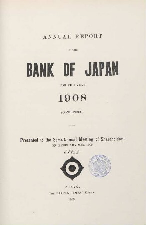 1908: Annual report