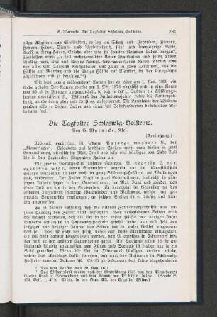 Die Tagfalter Schleswig=Holsteins.