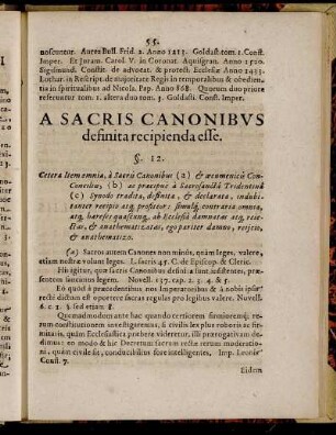§ 12. A Sacris Canonibus definita recipienda esse