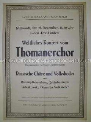 Maueranschlag mit Ankündigung eines Konzertes des Thomanerchores