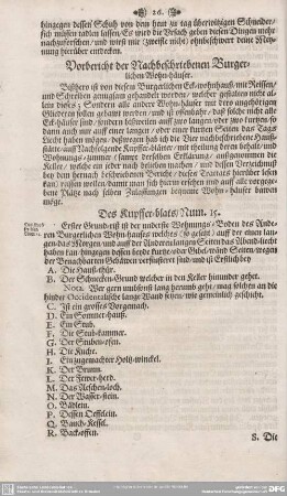 Vorbericht der Nachbeschriebenen Burgerlichen Wohn-häuser.