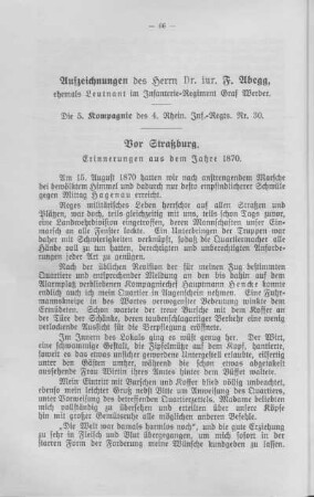 5. Kompagnie: F. Abegg, Dr. jur. Bartholomäi, Sergeant. Hencke, Generalleutnant.