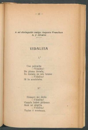 Vidalita : A mi distinguido amigo Antonio Francisco A. y Álvarez