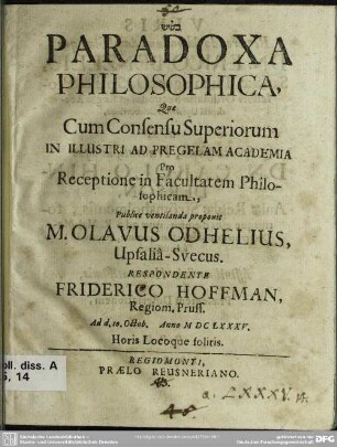 ... Paradoxa philosophica