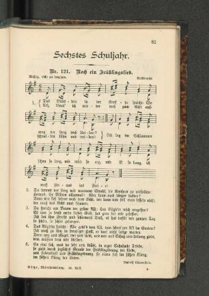 Sechstes Schuljahr. [Nr. 121. Noch ein Frühlingslied. - Nr. 164. Frühlingseinzug.]