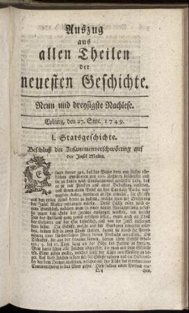 Neun und dreysigste Nachlese. Coburg, den 27. Sept. 1749.