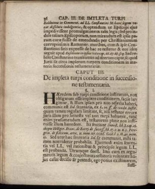 Caput III. De impleta turpi conditione in succesione testamentaria.