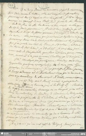 Eigenh. Briefkonzept von August Wilhelm von Schlegel an Henry T. Colebrooke, o.O., ohne Datumsangabe