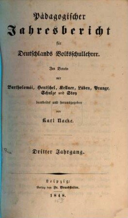 Pädagogischer Jahresbericht : von .... 3, 3. 1848