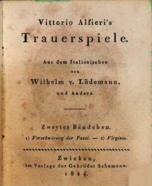 Vittorio Alfieri's Trauerspiele, 2