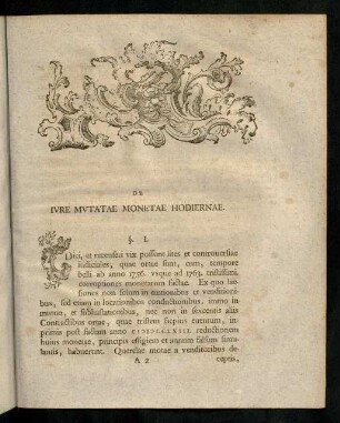 III-XIII, De Ivre Mvtatae Monetae Hodiernae.