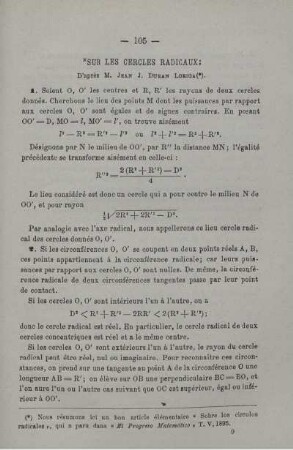Sur les cercles radicaux.