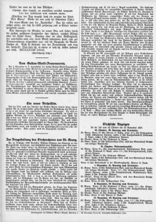 Kirchliche anzeigen für die Zeit vom 25. Oktober bis 18. November 1925