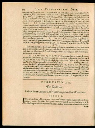 Disputatio XII. De Iudiciis.