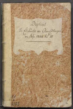 Eheregister I Oberesslingen/ Hegensberg/Kimmichsweiler