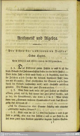 Arithmetik und Algebra