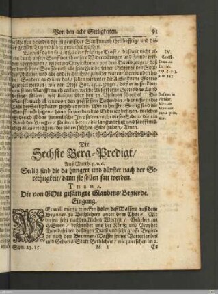 Die Sechste Berg-Predigt.