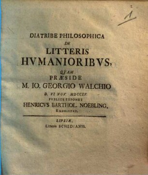 Diatribe philosophica de litteris humanioribus