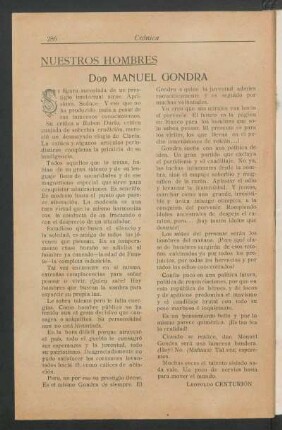 Nuestros hombres : Don Manuel Gondra