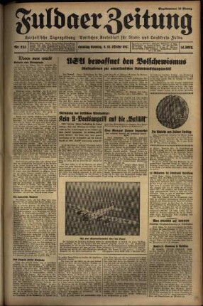 Erste Ausgabe vom Samstag, den 09. Oktober 1937.